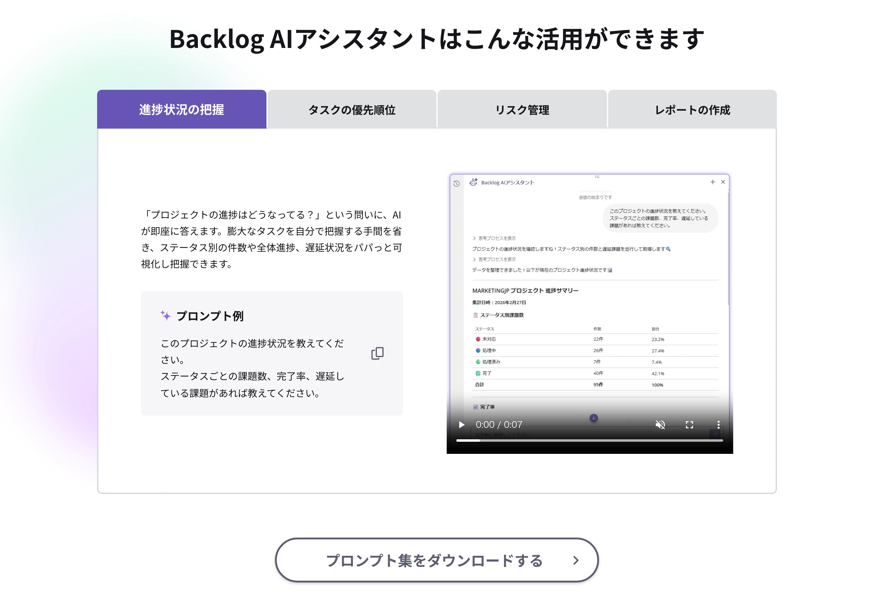 Backlog screen