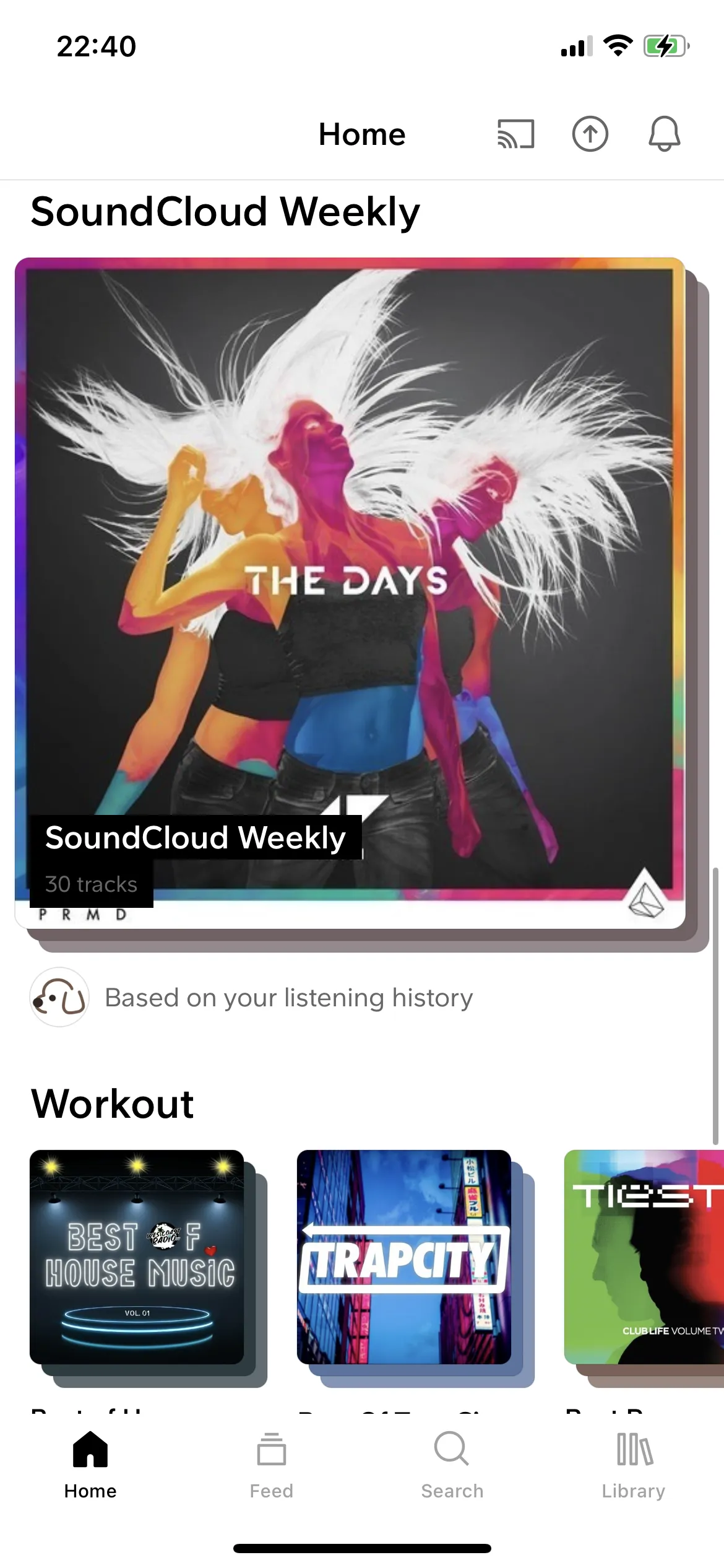 SoundCloud Home screen