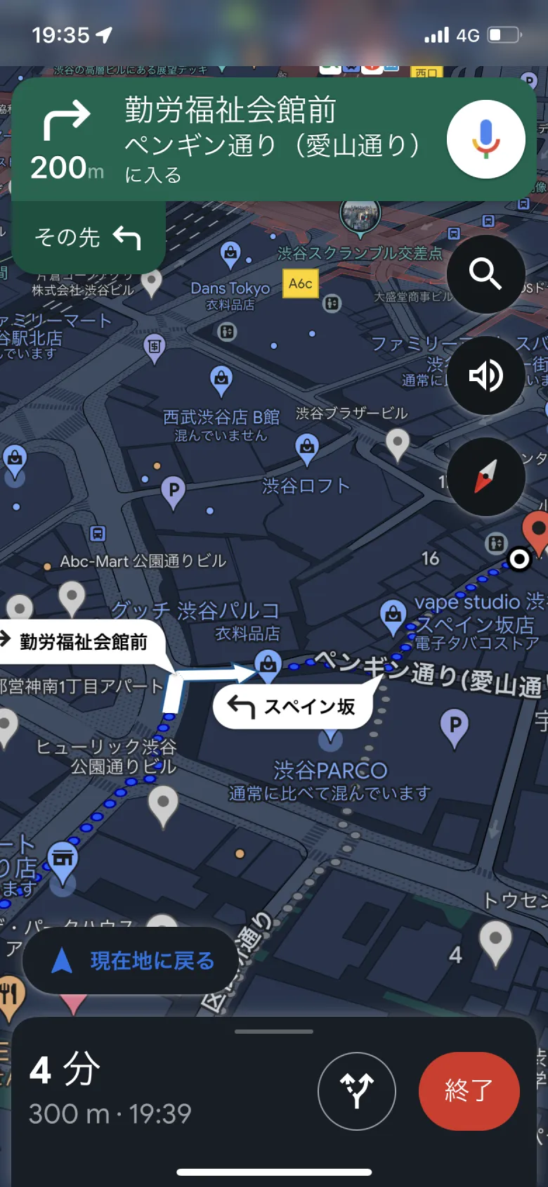 Google マップ screen