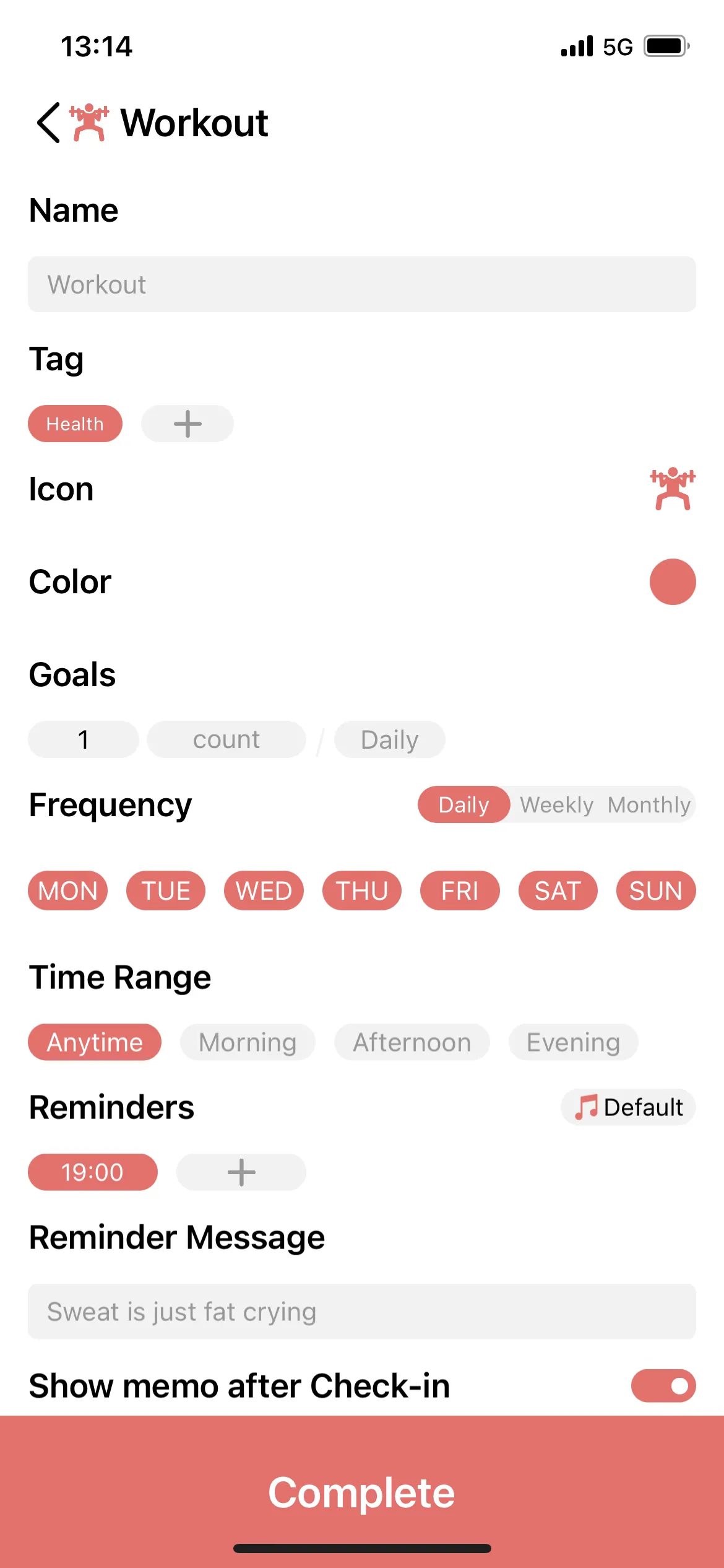 Habit Tracker New Habit screen