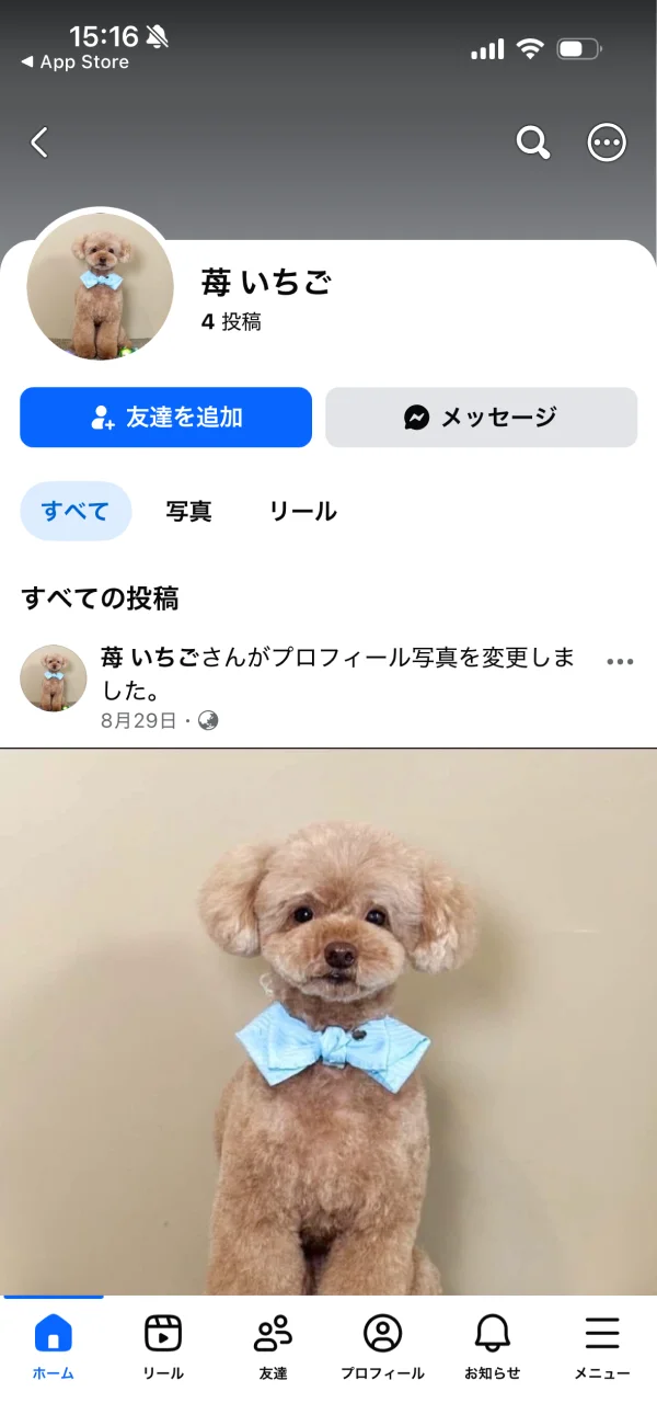 Facebookのユーザープロフィール画面
