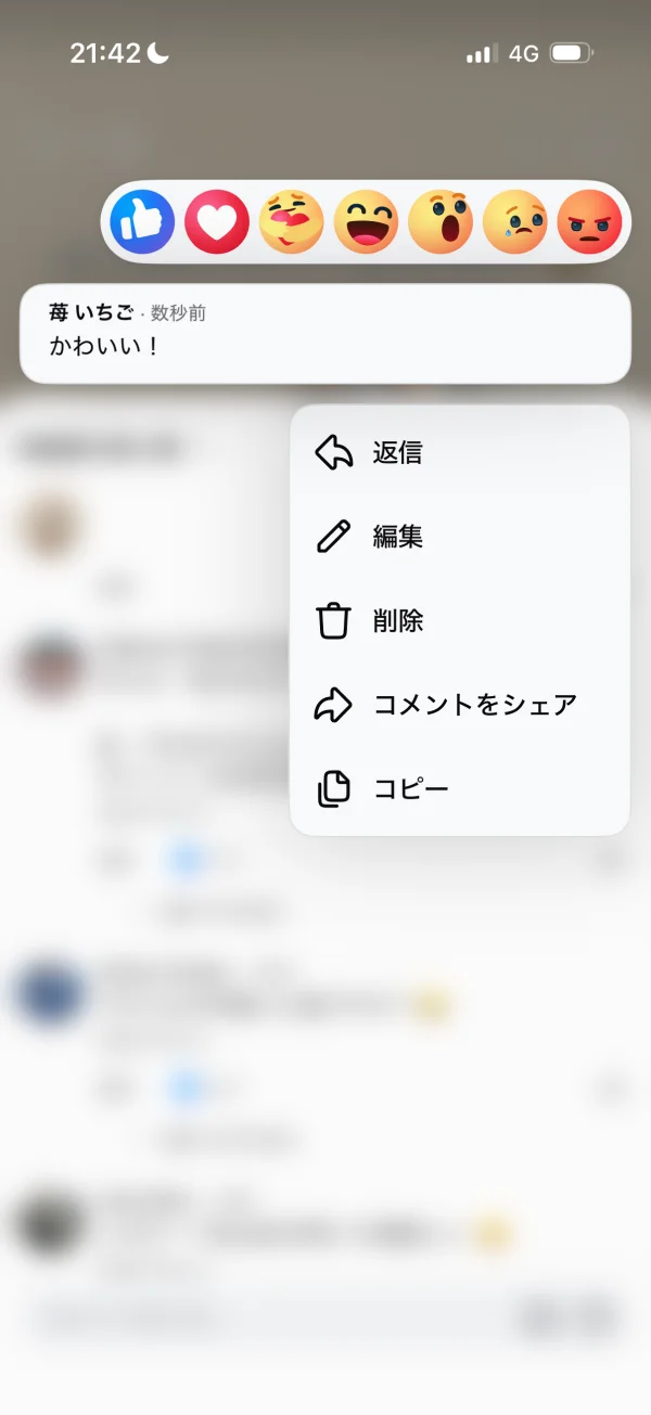 Facebookのポップオーバー画面