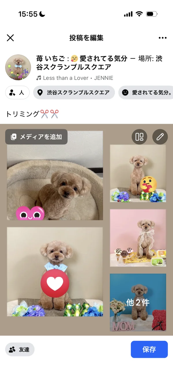 Facebookのファイルインプット画面