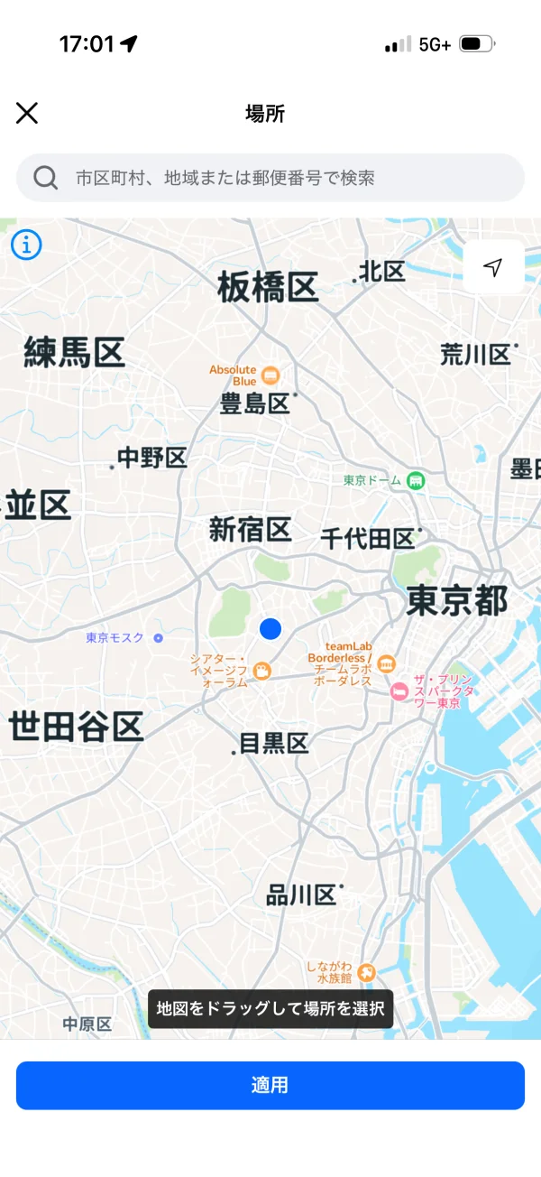 Facebookのマップ画面