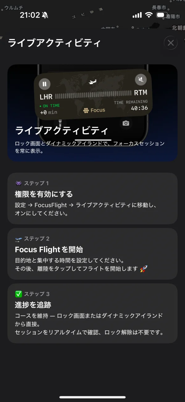 FocusFlight screen