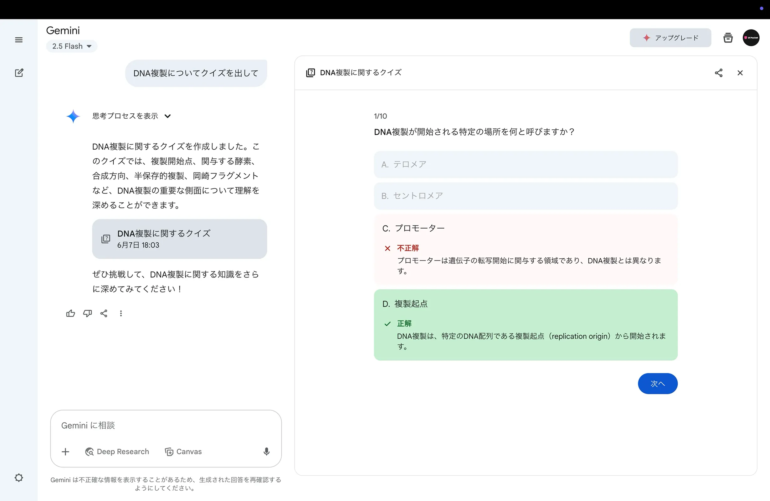 Google Gemini screen