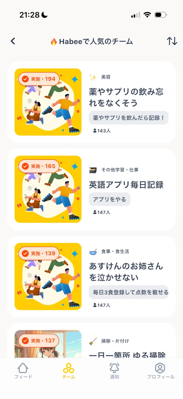 Habee（ハビー）の人気・ランキング画面