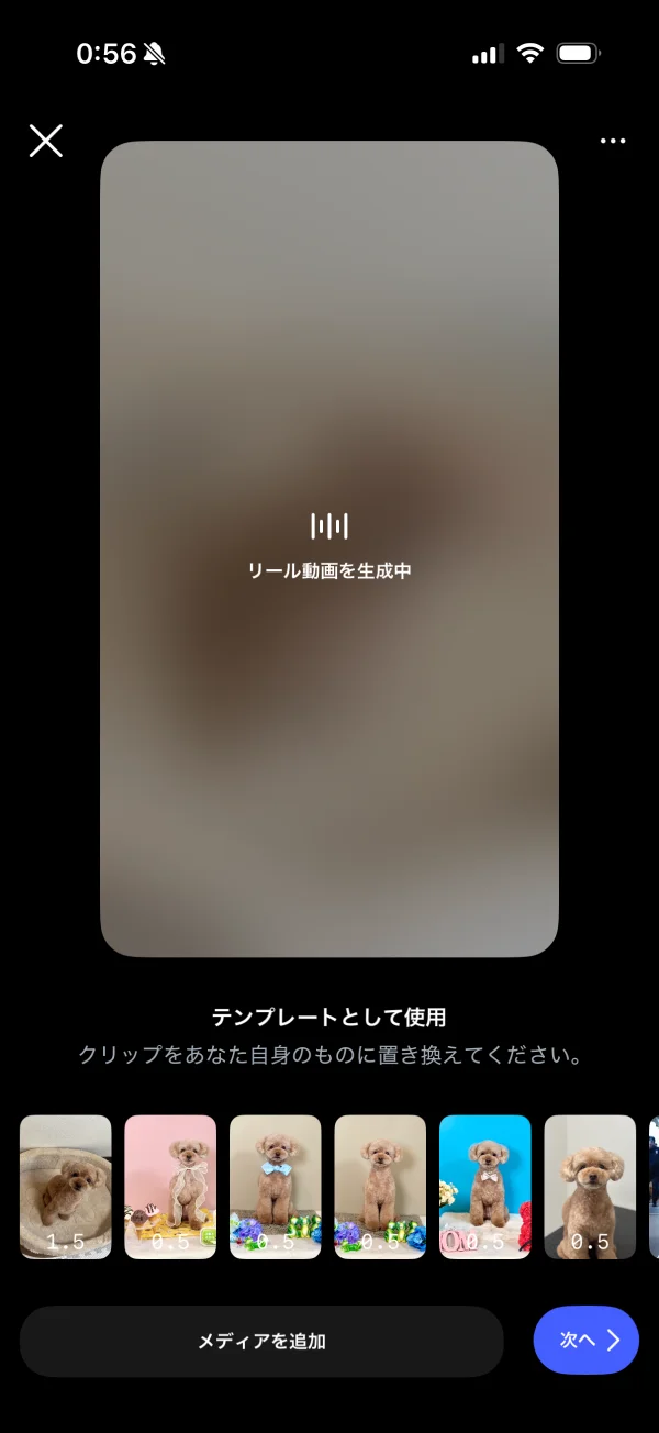 Instagramのローディングステート画面