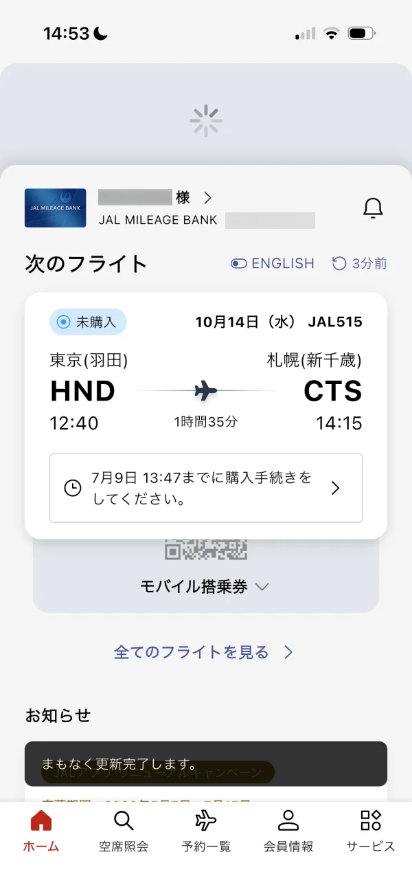JAL screen