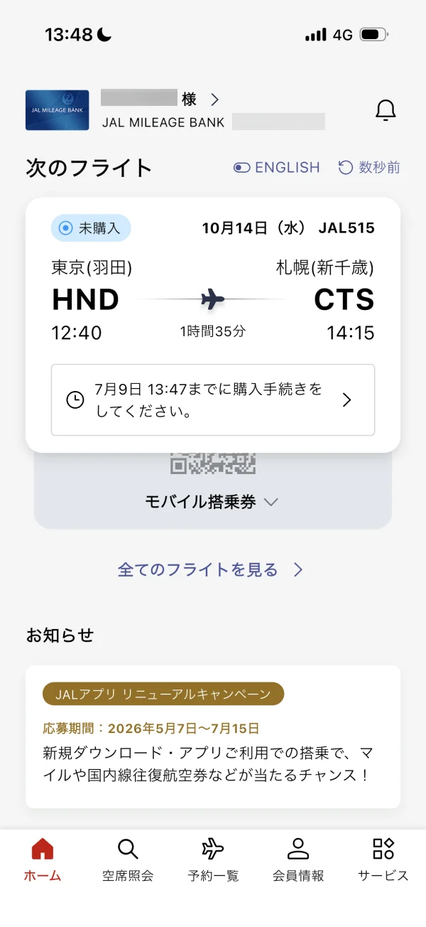 JAL screen