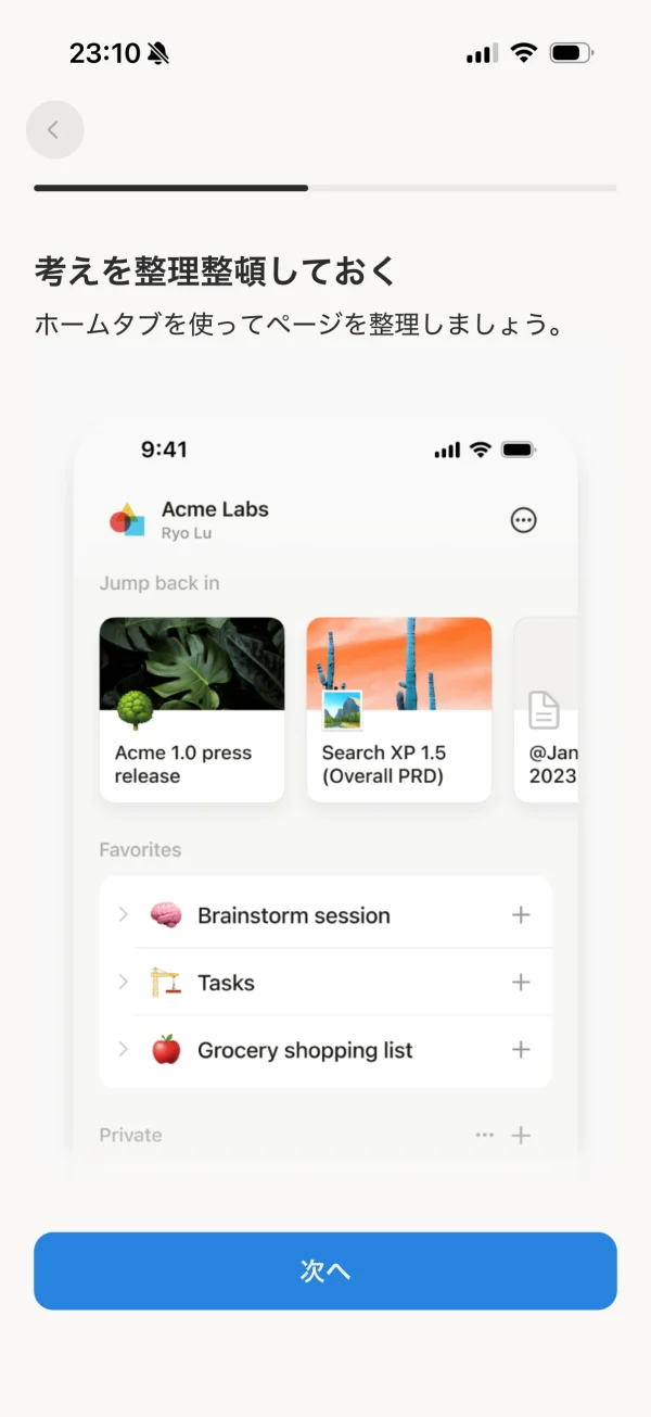 Notion screen