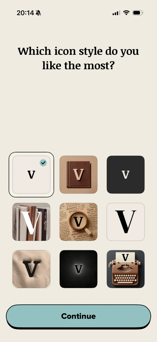 Vocabularyのタイル画面