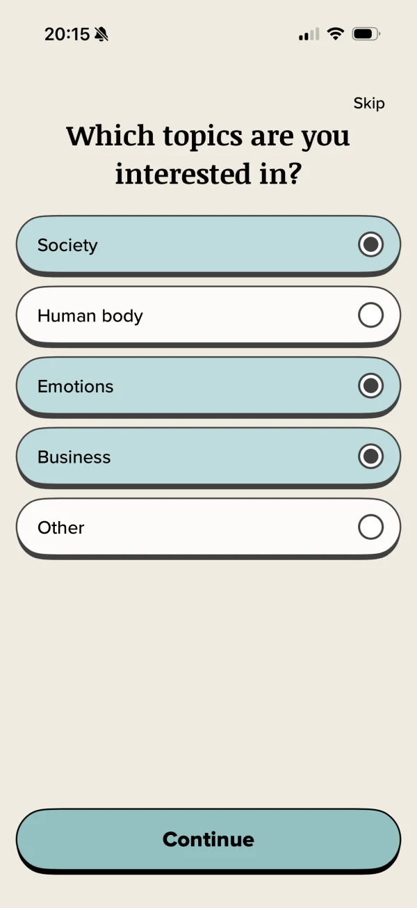 Vocabularyのマルチセレクト画面