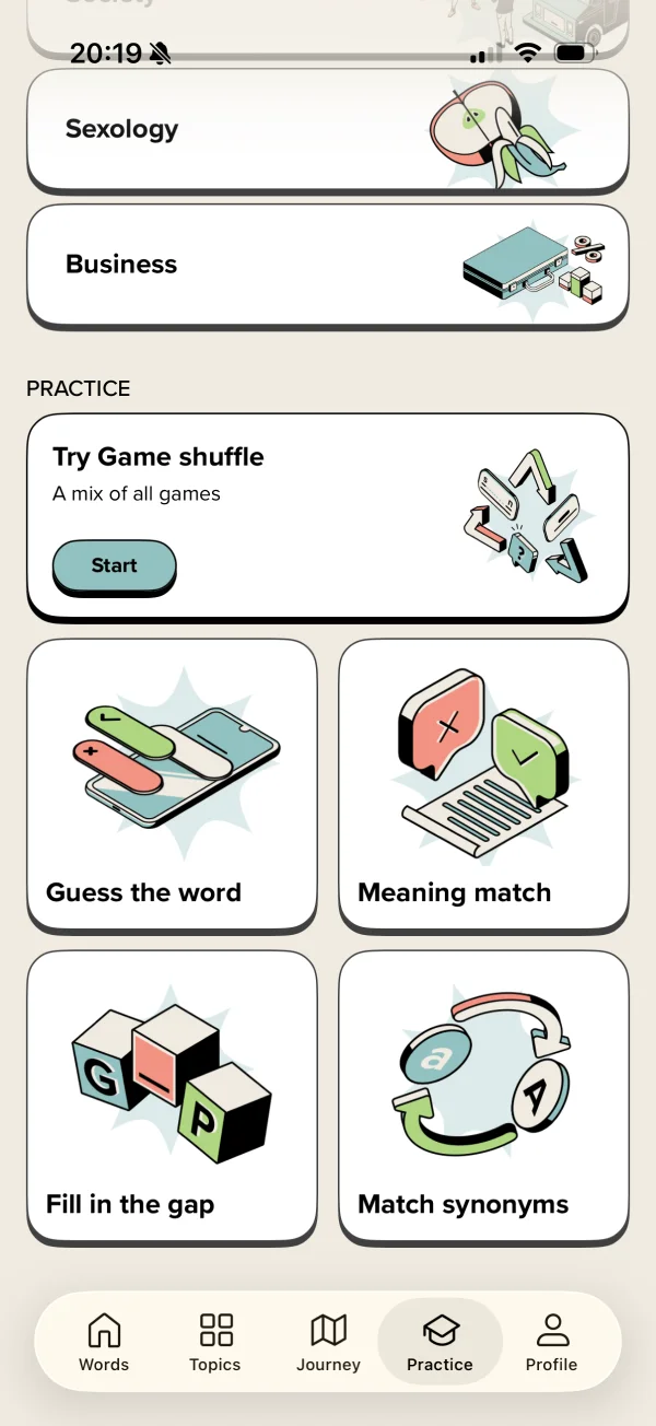 Vocabularyのグリッド画面