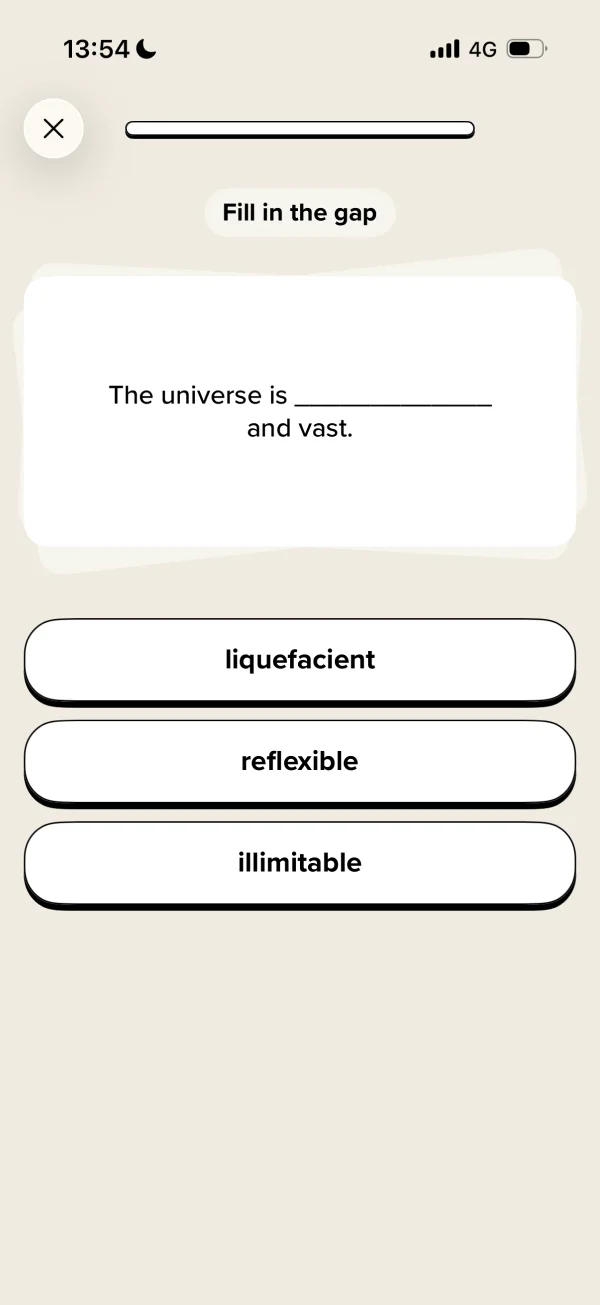 Vocabularyのシングルセレクト画面