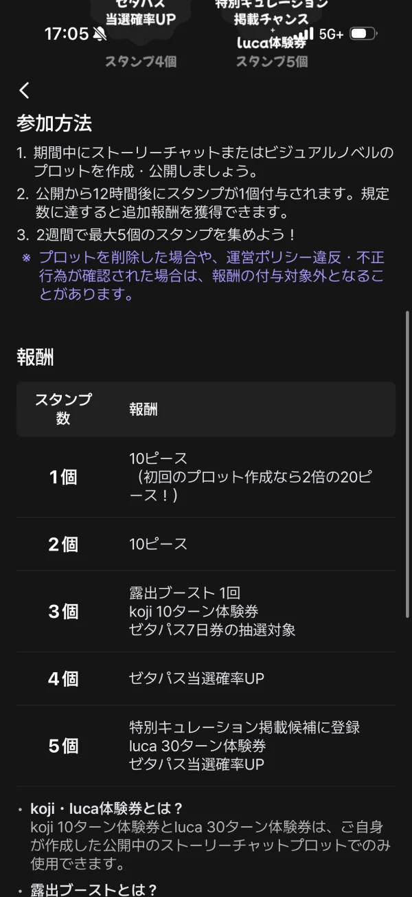 zetaのテーブル画面